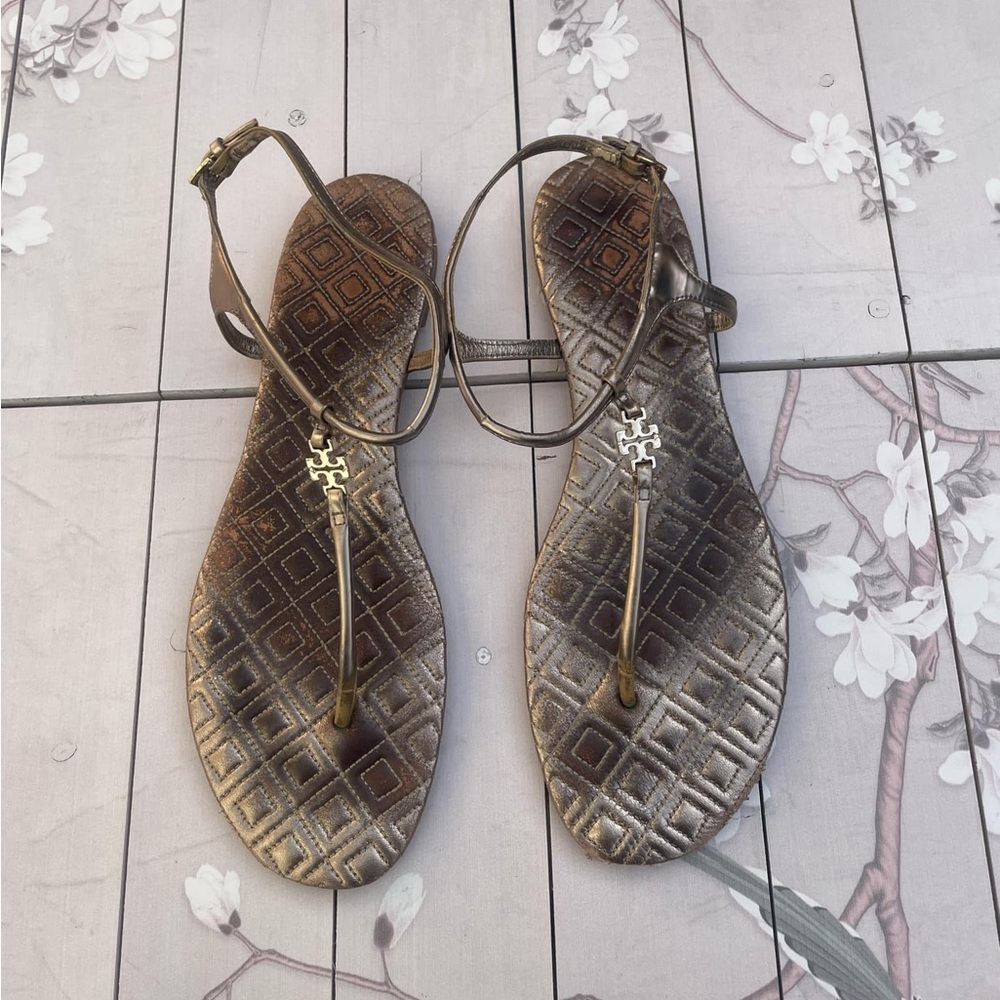 Tory Burch Metallic Brown Sandals